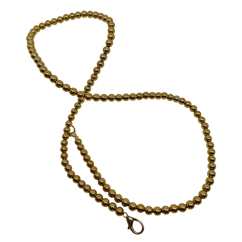 Gold Tone Beaded Handbag Strap Lobster Clasp Retro Y2K Glam Quietly Luxury
